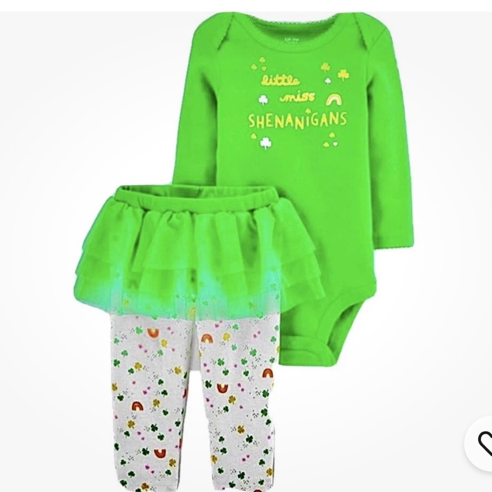 St Patrick’s Day Little Miss Shenanigans Bodysuit Leggings Tutu & Bow 12 months